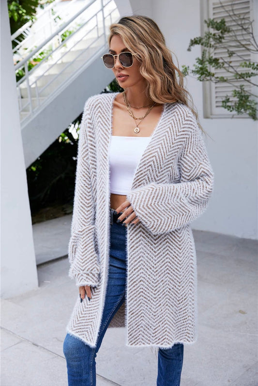 Eyelash Long Cardigan Sweater