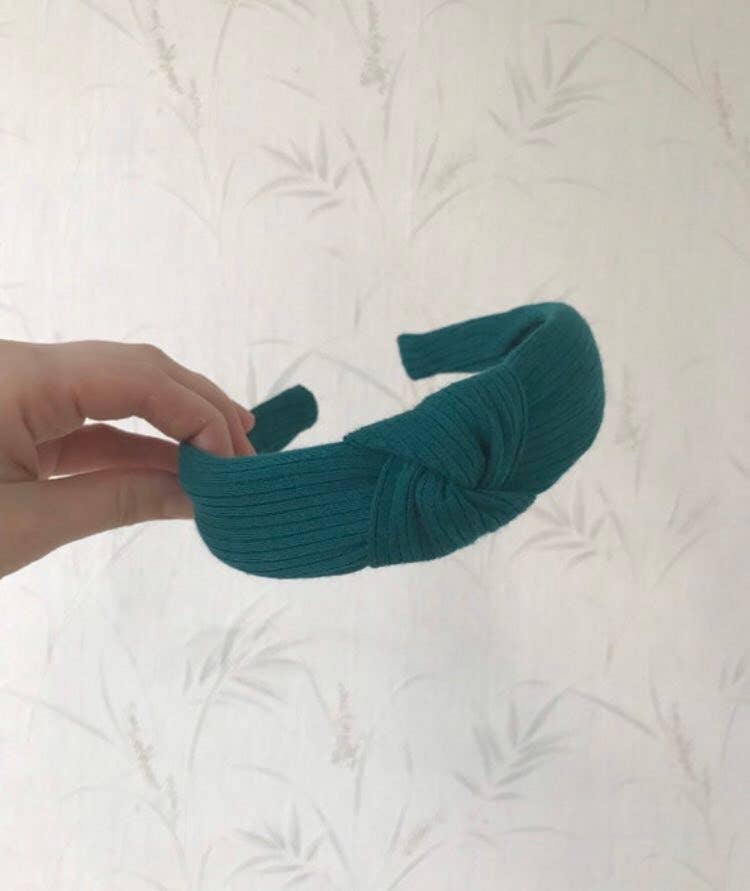 Knot Sew Simple - Emerald Green Ribbed Knotted Headband