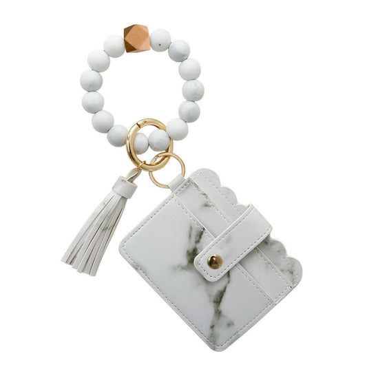 Beaded Bracelet Keychain With Card Holder