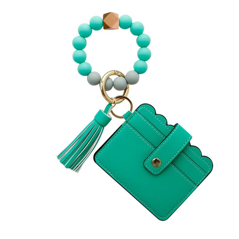 Beaded Bracelet Keychain With Card Holder