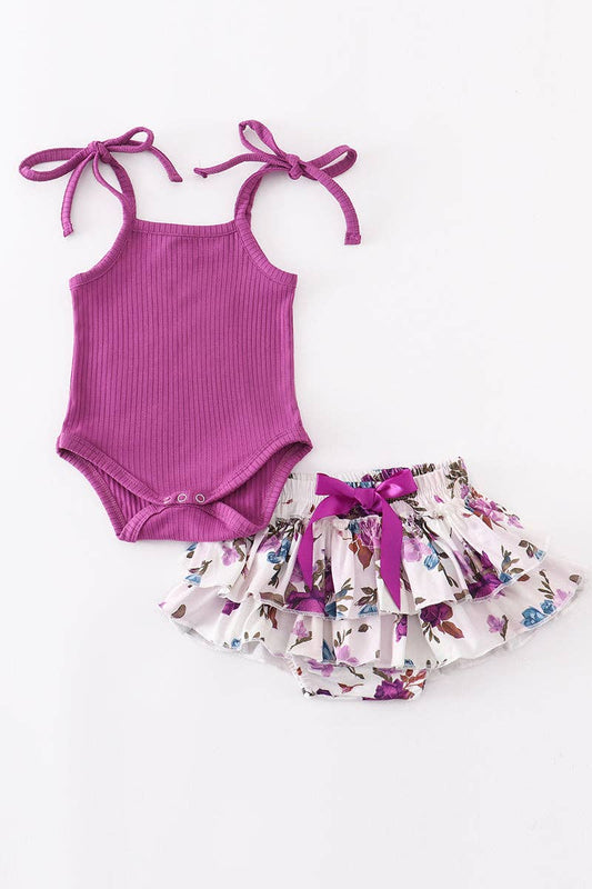 Honeydew - Purple floral baby set