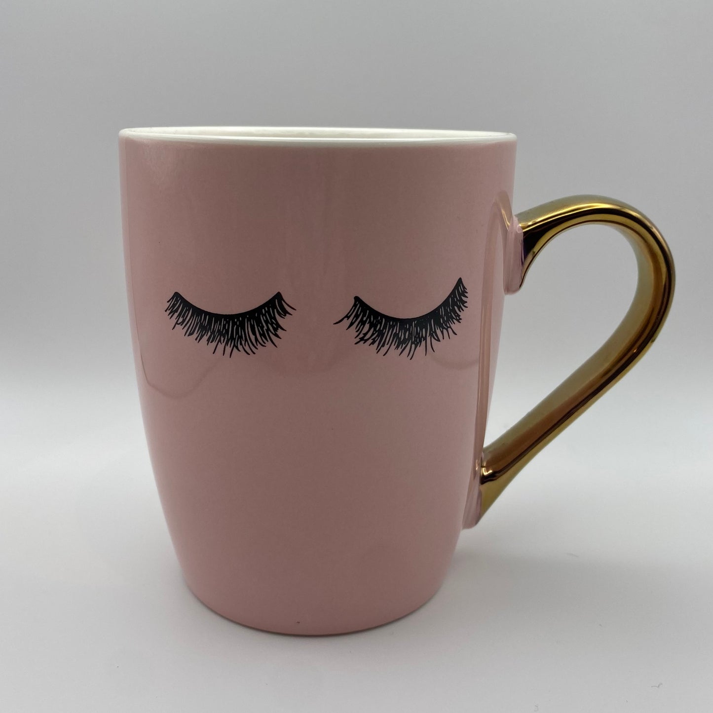 Pink Eyelashes Gold Coffee Mug