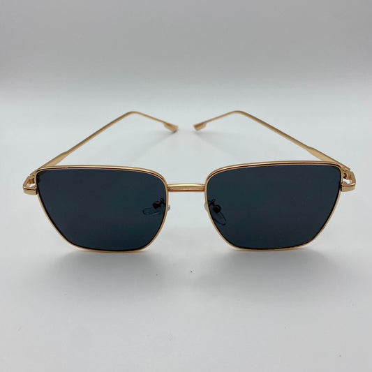 Classic Square Oversized Tinted Fashion Glasses - Black & Gold