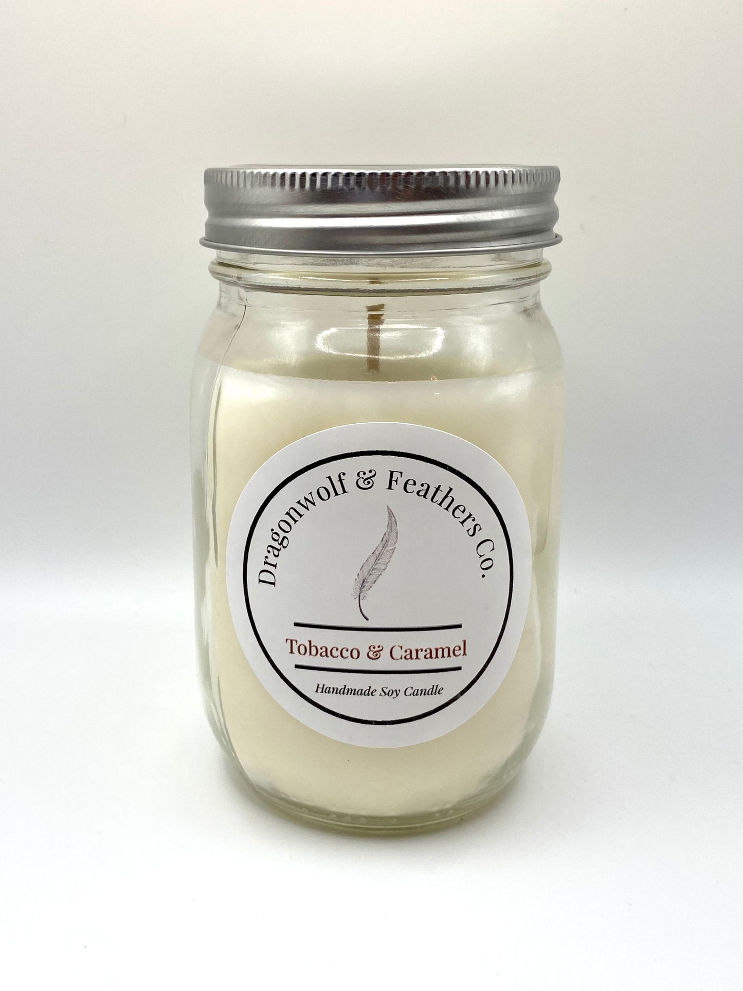Dragonwolf & Feathers Co. Handmade Soy Candle - Tobacco & Caramel